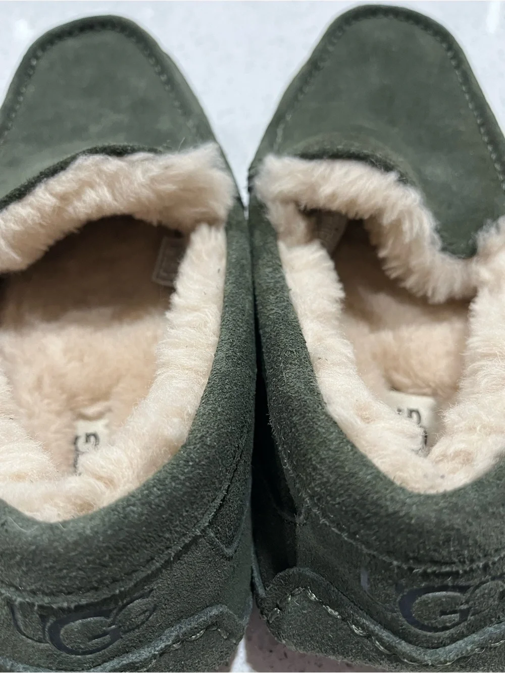 UGG Ascot Men's Suede Slippers Plush Forest Night Green, Size 9 US
